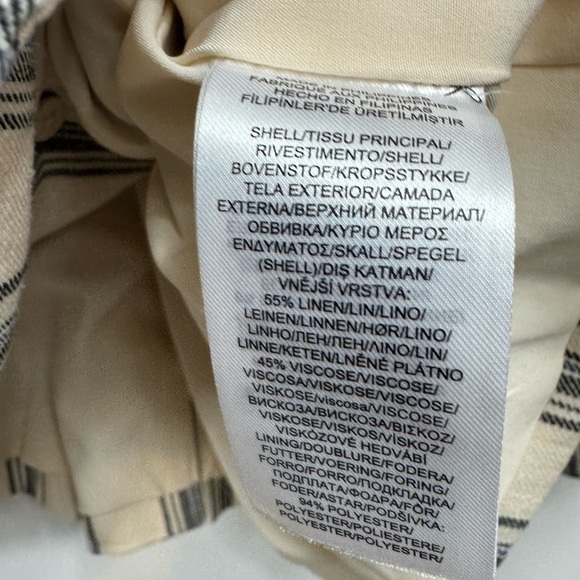 Lauren Ralph Lauren Size 8P Twill Linen Blend Striped Blazer Crest Buttons - Picture 4 of 10